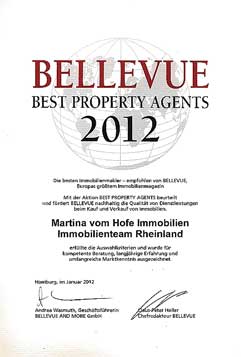Dr. Mackscheidt Immobilien geh&ouml;rt gem&auml;&szlig; BELLEVUE zu den besten Maklern fuer exklusive Immobilien weltweit