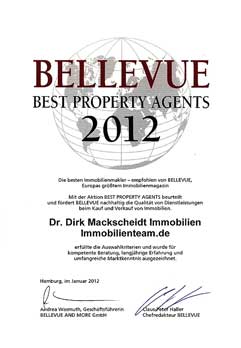 Dr. Mackscheidt Immobilien geh&ouml;rt gem&auml;&szlig; BELLEVUE zu den besten Maklern fuer exklusive Immobilien weltweit