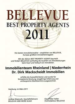 Dr. Mackscheidt Immobilien geh&ouml;rt gem&auml;&szlig; BELLEVUE zu den besten Maklern fuer exklusive Immobilien weltweit